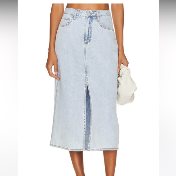 NWT WeWoreWhat Denim Slit Midi Skirt - Picture 1 of 6